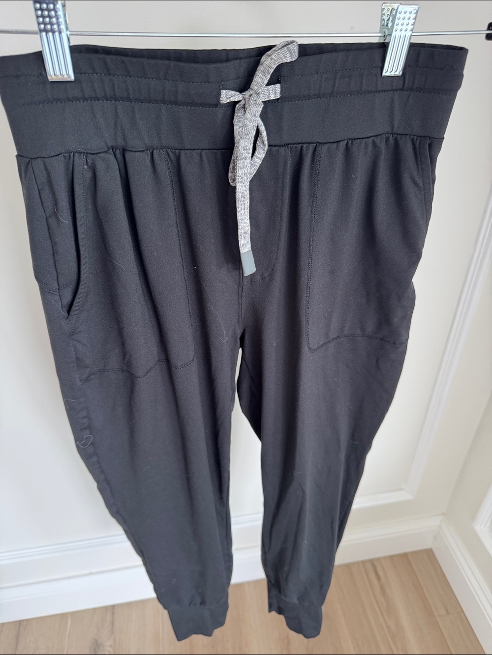 Varley Black Track Joggers with Gray Drawstring